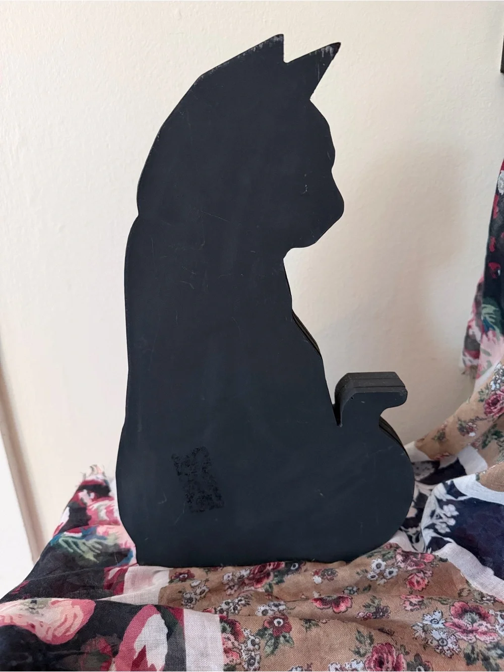 Black Cat Wooden Display Shelf Trinket Organizer Freestanding